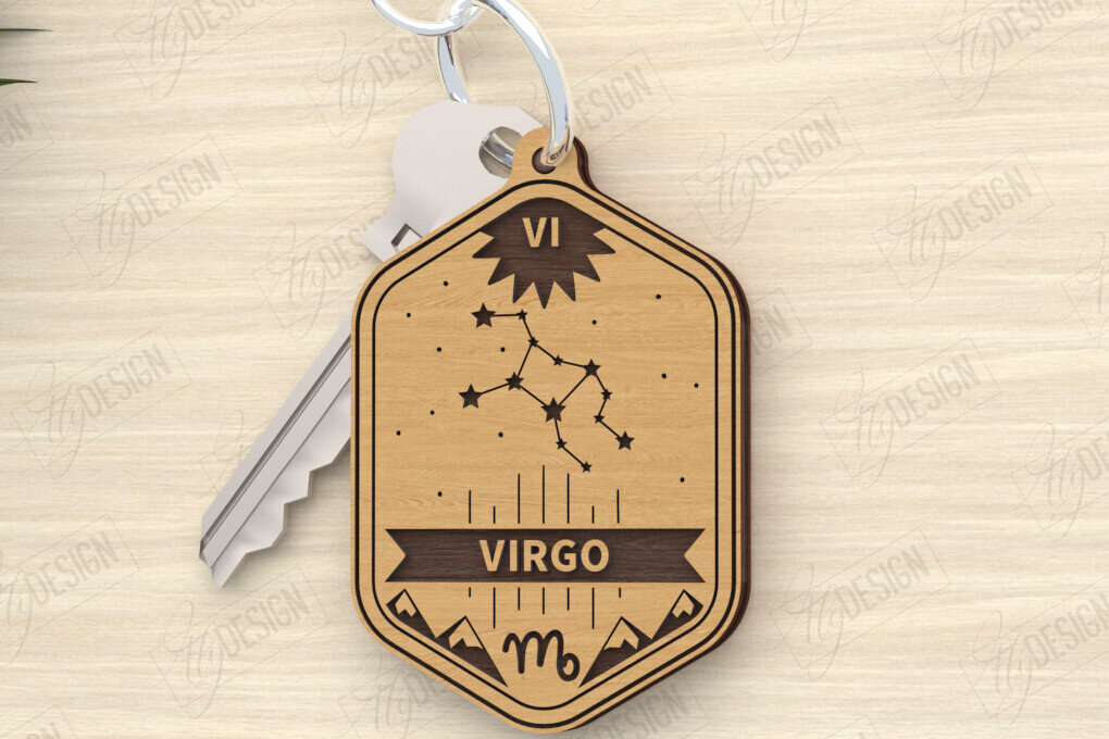 Intra απο ξύλο plywood 3mm-4mm πάχος – Μπρελόκ ζωδίου | Μπρελόκ Virgo Δίασταση  5x5 cm INTRAFABR-119607260