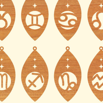 Intra απο ξύλο plywood 3mm-4mm πάχος – Ξύλινα σκουλαρίκια ζωδίου με λέιζερ Δίασταση  5x5 cm INTRAFABR-96955514 - Image 1