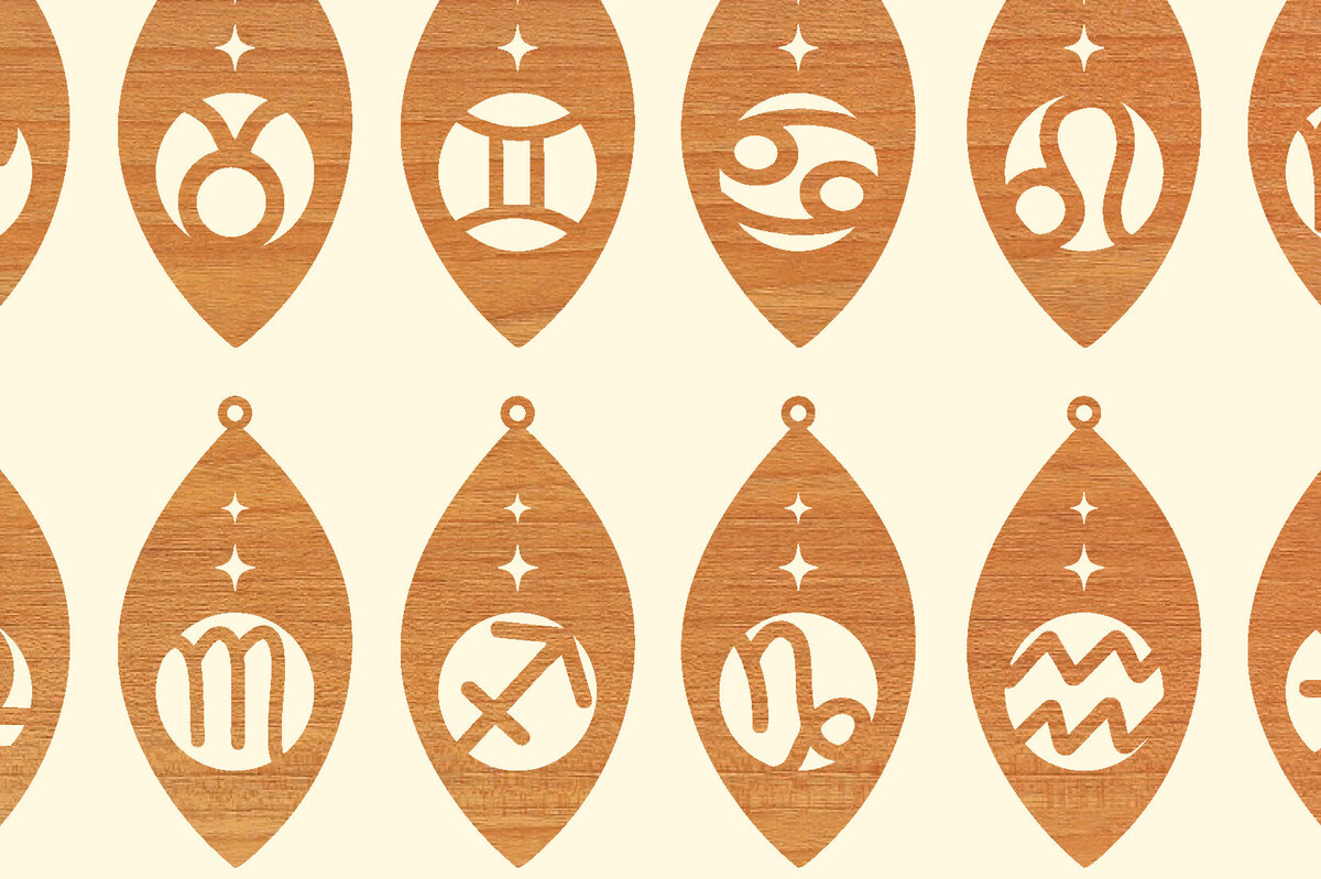 Intra απο ξύλο plywood 3mm-4mm πάχος – Ξύλινα σκουλαρίκια ζωδίου με λέιζερ Δίασταση  5x5 cm INTRAFABR-96955514