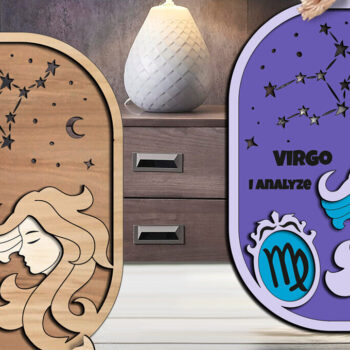 Intra απο ξύλο plywood 3mm-4mm πάχος – Διακόσμηση σπιτιού Zodiac Virgo Constellation Δίασταση  20x20 cm INTRAFABR-105822207 - Image 1