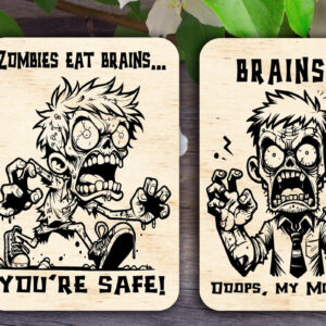 Intra απο ξύλο plywood 3mm-4mm πάχος – Zombie Eat Brains Cards Δίασταση  20x20 cm INTRAFABR-106494375