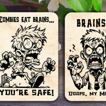 Intra απο ξύλο plywood 3mm-4mm πάχος – Zombie Eat Brains Cards Δίασταση  20x20 cm INTRAFABR-106494375 - Image 1