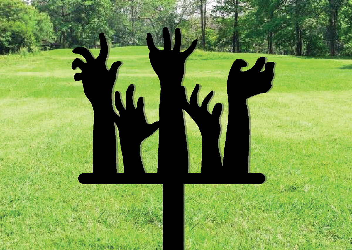 Intra απο ξύλο plywood 3mm-4mm πάχος – Zombie Hands Metal Garden Stakes Decor Δίασταση  20x20 cm INTRAFABR-101275479