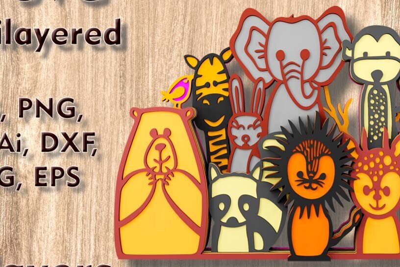 Intra απο ξύλο plywood 3mm-4mm πάχος – Αρχεία κοπής λέιζερ πολλαπλών επιπέδων Zoo 3D Δίασταση  20x20 cm INTRAFABR-109512142