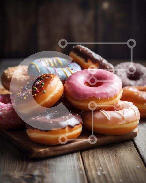 Intra Συλλεκτικό Ξύλινο Παζλ Plywood  4mm - Νόστιμη εικόνα με πολύχρωμα ντόνατς με ψεκασμούς Σε Ξύλινο Κουτί - Διαστάσεις: 10x10 cm – 25 κομμάτια