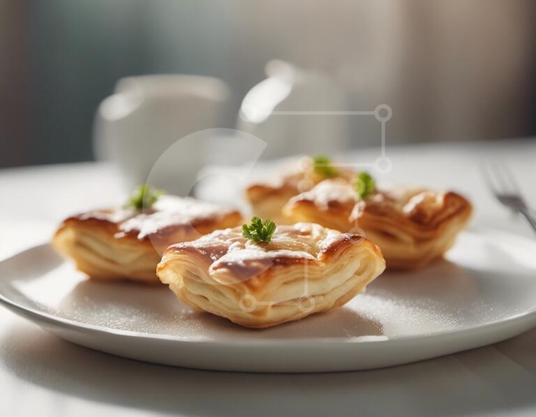 Intra Συλλεκτικό Ξύλινο Παζλ Plywood  4mm - Νόστιμα αρτοσκευάσματα σε λευκό πιάτο με φλιτζάνι καφέ Σε Ξύλινο Κουτί - Διαστάσεις: 10x10 cm – 25 κομμάτια