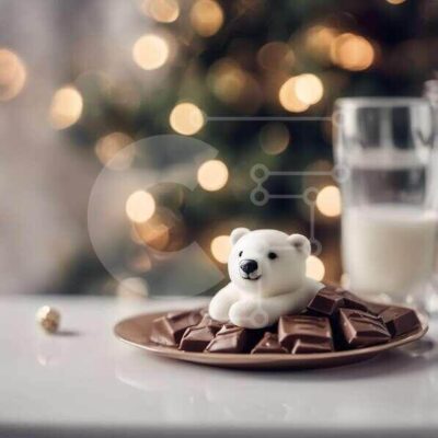 Intra Συλλεκτικό Ξύλινο Παζλ Plywood  4mm - Νόστιμο επιδόρπιο με παγωτό σοκολάτα με πολική αρκούδα Σε Ξύλινο Κουτί - Διαστάσεις: 10x10 cm – 25 κομμάτια - Image 1