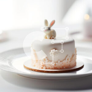 Intra Συλλεκτικό Ξύλινο Παζλ Plywood  4mm - Αξιολάτρευτο κέικ λαγουδάκι με κεριά Σε Ξύλινο Κουτί - Διαστάσεις: 10x10 cm – 25 κομμάτια