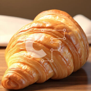 Intra Συλλεκτικό Ξύλινο Παζλ Plywood  4mm - Φρεσκοψημένο κρουασάν σε ξύλινο τραπέζι Σε Ξύλινο Κουτί - Διαστάσεις: 10x10 cm – 25 κομμάτια - Image 1