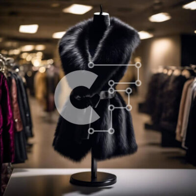 Intra Συλλεκτικό Ξύλινο Παζλ Plywood 4mm - Κομψό μανεκέν μαύρο γούνινο παλτό στο κατάστημα μόδας Σε Ξύλινο Κουτί - Διαστάσεις: 10x10 cm – 25 κομμάτια - Image 1