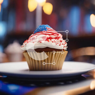 Intra Συλλεκτικό Ξύλινο Παζλ Plywood  4mm - Cupcake American Flag για τον εορτασμό της 4ης Ιουλίου Σε Ξύλινο Κουτί - Διαστάσεις: 10x10 cm – 25 κομμάτια - Image 1