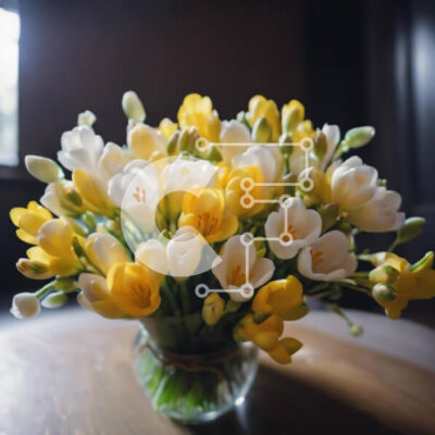 Intra Συλλεκτικό Ξύλινο Παζλ Plywood  4mm - Κίτρινα και λευκά λουλούδια σε ένα διάφανο γυάλινο βάζο Σε Ξύλινο Κουτί - Διαστάσεις: 10x10 cm – 25 κομμάτια - Image 1