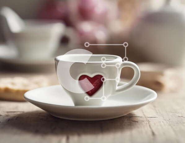 Intra Συλλεκτικό Ξύλινο Παζλ Plywood  4mm - Φλιτζάνι καφέ και πιατάκι με μπισκότο σε σχήμα καρδιάς Σε Ξύλινο Κουτί - Διαστάσεις: 10x10 cm – 25 κομμάτια