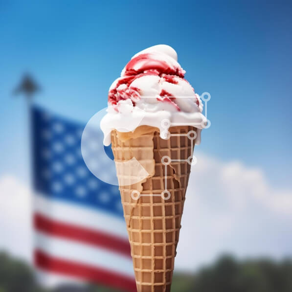 Intra Συλλεκτικό Ξύλινο Παζλ Plywood  4mm - Παγωτό με αμερικανική σημαία Σε Ξύλινο Κουτί - Διαστάσεις: 10x10 cm – 25 κομμάτια