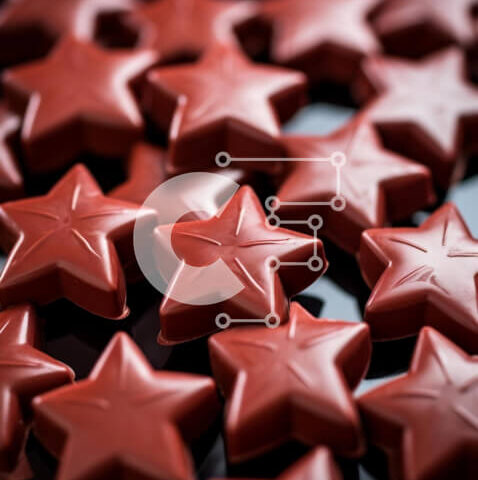 Intra Συλλεκτικό Ξύλινο Παζλ Plywood  4mm - Διάσπαρτες σοκολάτες σε σχήμα κόκκινου αστεριού Σε Ξύλινο Κουτί - Διαστάσεις: 10x10 cm – 25 κομμάτια - Image 1