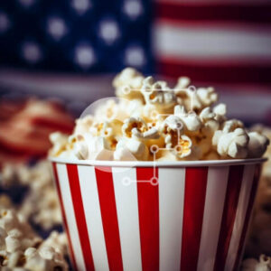 Intra Συλλεκτικό Ξύλινο Παζλ Plywood  4mm - Μπολ ποπ κορν με αμερικανική σημαία Σε Ξύλινο Κουτί - Διαστάσεις: 10x10 cm – 25 κομμάτια