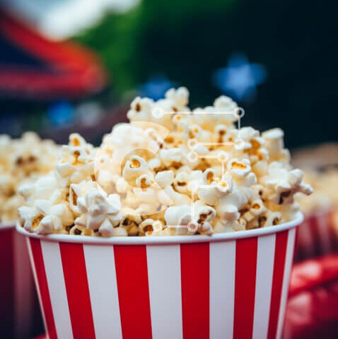 Intra Συλλεκτικό Ξύλινο Παζλ Plywood  4mm - Δύο κουβάδες ποπ κορν σε ένα λούνα παρκ Σε Ξύλινο Κουτί - Διαστάσεις: 10x10 cm – 25 κομμάτια - Image 1