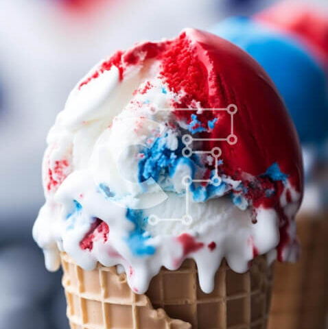 Intra Συλλεκτικό Ξύλινο Παζλ Plywood 4mm - Πατριωτικό χωνάκι βάφλα παγωτού με αστέρια και ρίγες ψεκασμούς Σε Ξύλινο Κουτί - Διαστάσεις: 10x10 cm – 25 κομμάτια - Image 1