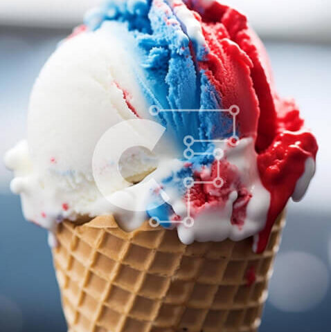 Intra Συλλεκτικό Ξύλινο Παζλ Plywood  4mm - Πατριωτικό χωνάκι βάφλα παγωτού 4ης Ιουλίου Σε Ξύλινο Κουτί - Διαστάσεις: 10x10 cm – 25 κομμάτια - Image 1