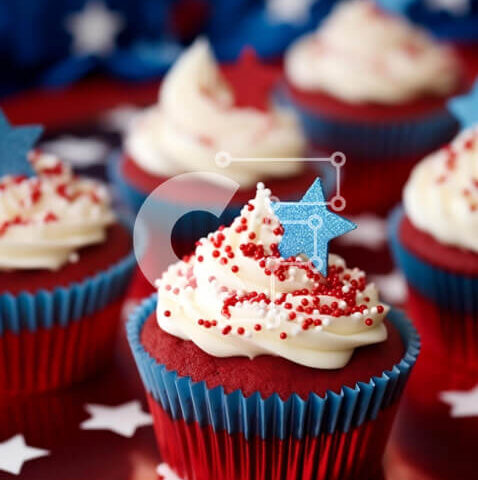 Intra Συλλεκτικό Ξύλινο Παζλ Plywood  4mm - Πατριωτικά Cupcakes με Κόκκινο, Λευκό και Μπλε παγετό Σε Ξύλινο Κουτί - Διαστάσεις: 10x10 cm – 25 κομμάτια - Image 1