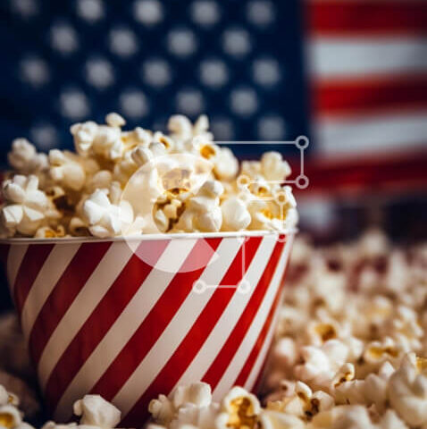 Intra Συλλεκτικό Ξύλινο Παζλ Plywood 4mm - Πατριωτικό μπολ ποπ κορν με αμερικανική σημαία Σε Ξύλινο Κουτί - Διαστάσεις: 10x10 cm – 25 κομμάτια - Image 1