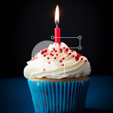 Intra Συλλεκτικό Ξύλινο Παζλ Plywood  4mm - Μπλε και άσπρο Cupcake με αναμμένο κερί Σε Ξύλινο Κουτί - Διαστάσεις: 10x10 cm – 25 κομμάτια - Image 1