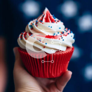 Intra Συλλεκτικό Ξύλινο Παζλ Plywood  4mm - Ανάποδο Cupcake με Κόκκινο, Λευκό και Μπλε γλάσο Σε Ξύλινο Κουτί - Διαστάσεις: 10x10 cm – 25 κομμάτια