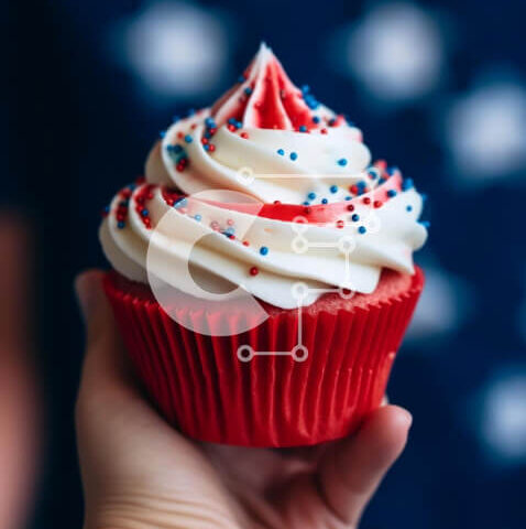 Intra Συλλεκτικό Ξύλινο Παζλ Plywood  4mm - Ανάποδο Cupcake με Κόκκινο, Λευκό και Μπλε γλάσο Σε Ξύλινο Κουτί - Διαστάσεις: 10x10 cm – 25 κομμάτια - Image 1