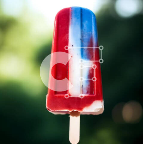 Intra Συλλεκτικό Ξύλινο Παζλ Plywood  4mm - Κόκκινο, λευκό και μπλε παγωτό παγωτό που επιπλέει στον αέρα Σε Ξύλινο Κουτί - Διαστάσεις: 10x10 cm – 25 κομμάτια - Image 1