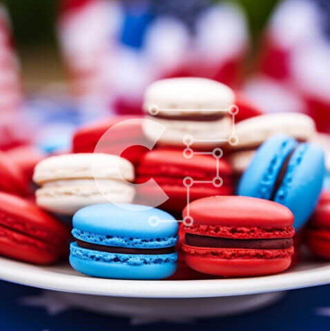 Intra Συλλεκτικό Ξύλινο Παζλ Plywood  4mm - Αμυγδαλωτά της 4ης Ιουλίου σε τραπεζομάντιλο αμερικανικής σημαίας Σε Ξύλινο Κουτί - Διαστάσεις: 10x10 cm – 25 κομμάτια - Image 1