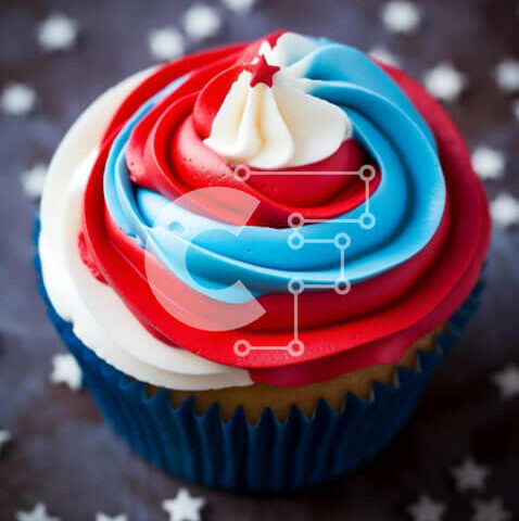 Intra Συλλεκτικό Ξύλινο Παζλ Plywood 4mm - Πατριωτικό Cupcake με κόκκινο, λευκό και μπλε πάγωμα Σε Ξύλινο Κουτί - Διαστάσεις: 10x10 cm – 25 κομμάτια - Image 1