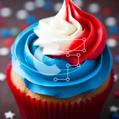 Intra Συλλεκτικό Ξύλινο Παζλ Plywood 4mm - Πατριωτικό Cupcake με διακοσμητικά αστέρια και ρίγες Σε Ξύλινο Κουτί - Διαστάσεις: 10x10 cm – 25 κομμάτια - Image 1