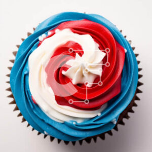 Intra Συλλεκτικό Ξύλινο Παζλ Plywood  4mm - Πατριωτικό Cupcake με Κόκκινο, Λευκό και Μπλε γλάσο Σε Ξύλινο Κουτί - Διαστάσεις: 10x10 cm – 25 κομμάτια