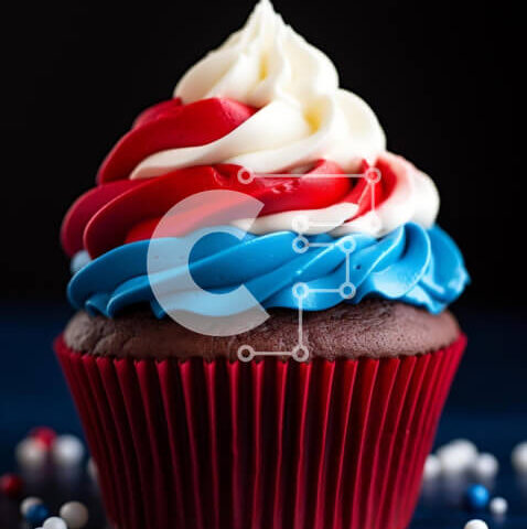 Intra Συλλεκτικό Ξύλινο Παζλ Plywood 4mm - Πατριωτικό Cupcake με Κόκκινο, Λευκό και Μπλε γλάσο Σε Ξύλινο Κουτί - Διαστάσεις: 10x10 cm – 25 κομμάτια - Image 1