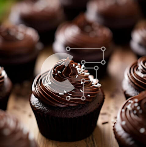 Intra Συλλεκτικό Ξύλινο Παζλ Plywood  4mm - Στοίβα από Cupcakes σοκολάτας με ψεκασμούς Σε Ξύλινο Κουτί - Διαστάσεις: 10x10 cm – 25 κομμάτια - Image 1