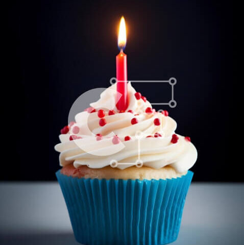 Intra Συλλεκτικό Ξύλινο Παζλ Plywood 4mm - Μπλε cupcake με αναμμένο κερί και ψεκασμοί Σε Ξύλινο Κουτί - Διαστάσεις: 10x10 cm – 25 κομμάτια - Image 1