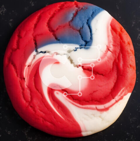 Intra Συλλεκτικό Ξύλινο Παζλ Plywood  4mm - Πατριωτικό κόκκινο, λευκό και μπλε στροβιλισμένο μπισκότο Σε Ξύλινο Κουτί - Διαστάσεις: 10x10 cm – 25 κομμάτια - Image 1