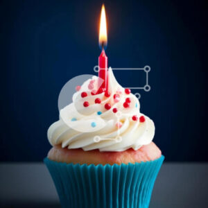 Intra Συλλεκτικό Ξύλινο Παζλ Plywood  4mm - Blue Frosting Cupcake με αναμμένο κερί Σε Ξύλινο Κουτί - Διαστάσεις: 10x10 cm – 25 κομμάτια