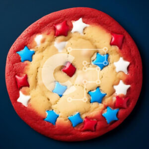 Intra Συλλεκτικό Ξύλινο Παζλ Plywood  4mm - Πατριωτικό κόκκινο, λευκό και μπλε μπισκότο με αστέρια Σε Ξύλινο Κουτί - Διαστάσεις: 10x10 cm – 25 κομμάτια