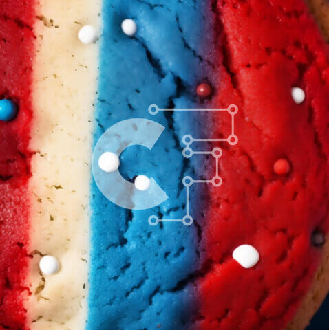 Intra Συλλεκτικό Ξύλινο Παζλ Plywood 4mm - Πατριωτικό μπισκότο 4ης Ιουλίου με κόκκινο, λευκό και μπλε χρώματα Σε Ξύλινο Κουτί - Διαστάσεις: 10x10 cm – 25 κομμάτια - Image 1