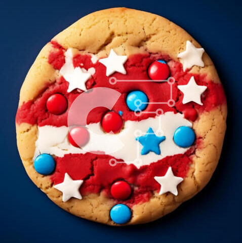 Intra Συλλεκτικό Ξύλινο Παζλ Plywood 4mm - Πατριωτικό μπισκότο αμερικανικής σημαίας για τον εορτασμό της 4ης Ιουλίου Σε Ξύλινο Κουτί - Διαστάσεις: 10x10 cm – 25 κομμάτια - Image 1