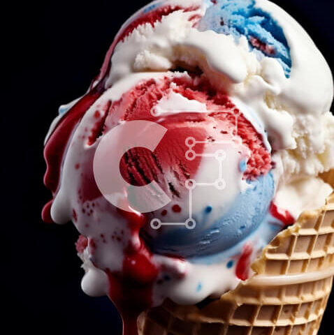 Intra Συλλεκτικό Ξύλινο Παζλ Plywood  4mm - Κόκκινο, λευκό και μπλε παγωτό χωνάκι βάφλα αμερικανικής έμπνευσης Σε Ξύλινο Κουτί - Διαστάσεις: 10x10 cm – 25 κομμάτια - Image 1