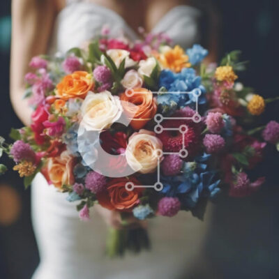 Intra Συλλεκτικό Ξύλινο Παζλ Plywood 4mm - Νύφη που κρατά πολύχρωμη γαμήλια ανθοδέσμη Σε Ξύλινο Κουτί - Διαστάσεις: 10x10 cm – 25 κομμάτια - Image 1