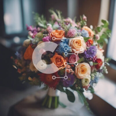 Intra Συλλεκτικό Ξύλινο Παζλ Plywood  4mm - Πολύχρωμο λουλουδάτο μπουκέτο στο περβάζι παραθύρου Σε Ξύλινο Κουτί - Διαστάσεις: 10x10 cm – 25 κομμάτια - Image 1