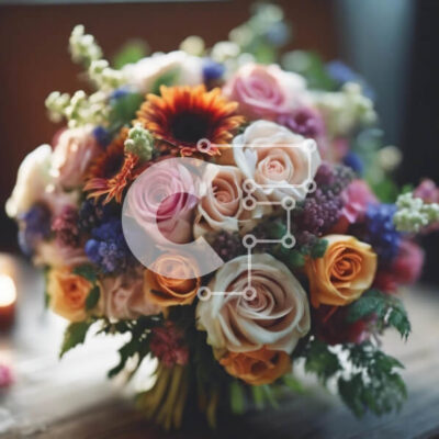 Intra Συλλεκτικό Ξύλινο Παζλ Plywood  4mm - Πολύχρωμο τριαντάφυλλο μπουκέτο σε ξύλινο τραπέζι Σε Ξύλινο Κουτί - Διαστάσεις: 10x10 cm – 25 κομμάτια - Image 1