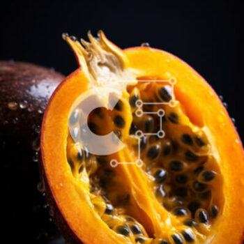 Intra Συλλεκτικό Ξύλινο Παζλ Plywood  4mm - Φρεσκοκομμένο φρούτο του πάθους σε μαύρο φόντο Σε Ξύλινο Κουτί - Διαστάσεις: 10x10 cm – 25 κομμάτια - Image 1