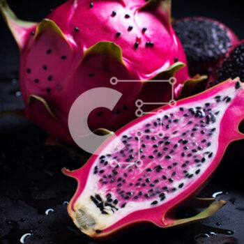 Intra Συλλεκτικό Ξύλινο Παζλ Plywood  4mm - Φρεσκοκομμένο ροζ Dragonfruit σε μαύρο φόντο Σε Ξύλινο Κουτί - Διαστάσεις: 10x10 cm – 25 κομμάτια - Image 1