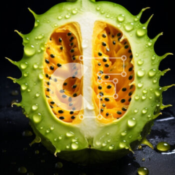 Intra Συλλεκτικό Ξύλινο Παζλ Plywood  4mm - Φρεσκοκομμένο πράσινο φρούτο δράκου με σταγονίδια νερού Σε Ξύλινο Κουτί - Διαστάσεις: 10x10 cm – 25 κομμάτια - Image 1