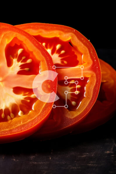 Intra Συλλεκτικό Ξύλινο Παζλ Plywood  4mm - Φέτες ντομάτα σε μαύρο φόντο Σε Ξύλινο Κουτί - Διαστάσεις: 10x10 cm – 25 κομμάτια