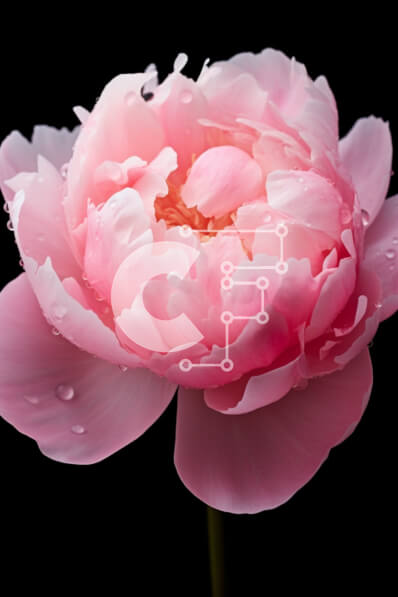 Intra Συλλεκτικό Ξύλινο Παζλ Plywood  4mm - Όμορφο ροζ λουλούδι παιώνιας με σταγονίδια νερού Σε Ξύλινο Κουτί - Διαστάσεις: 10x10 cm – 25 κομμάτια